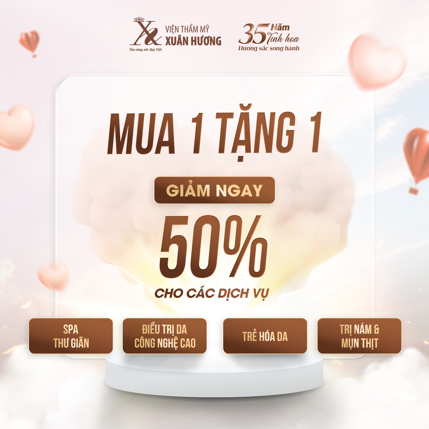 mua 1 tặng 1 tương đương với giảm 50% dịch vụ