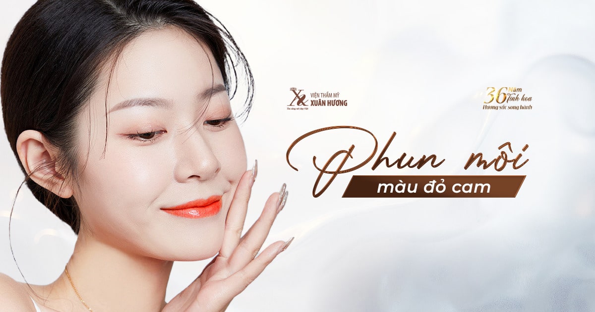 phun môi màu đỏ cam đẹp tự nhiên